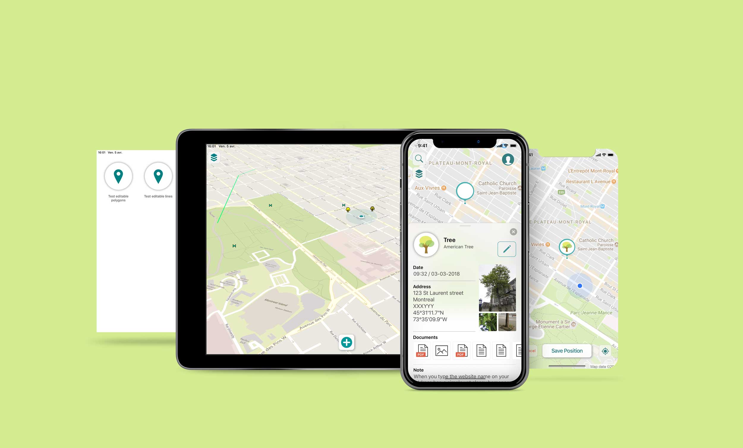 Jmap mapping application on tablet and smartphone showing location tracking